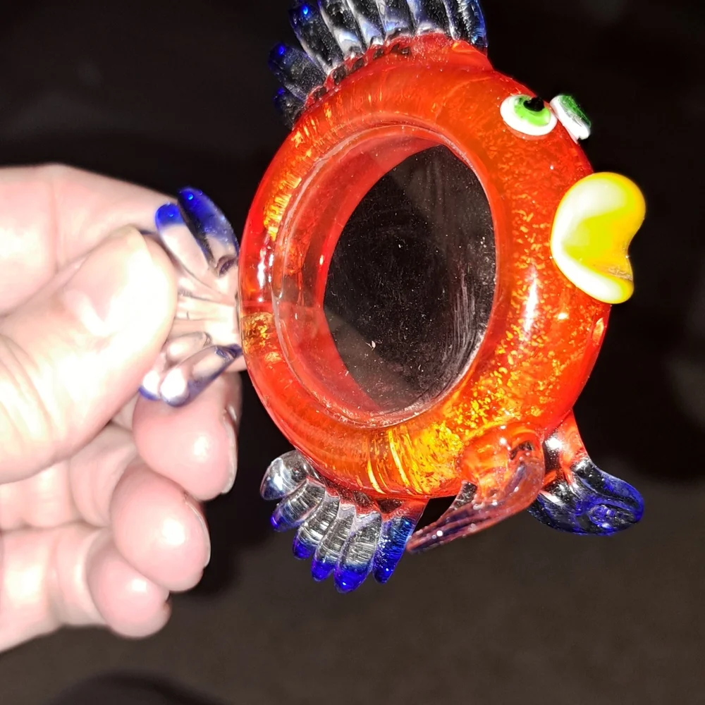 Glass Pier 1 Imports GILLY Fish Magnifier Loupe Magifying Blown Glass